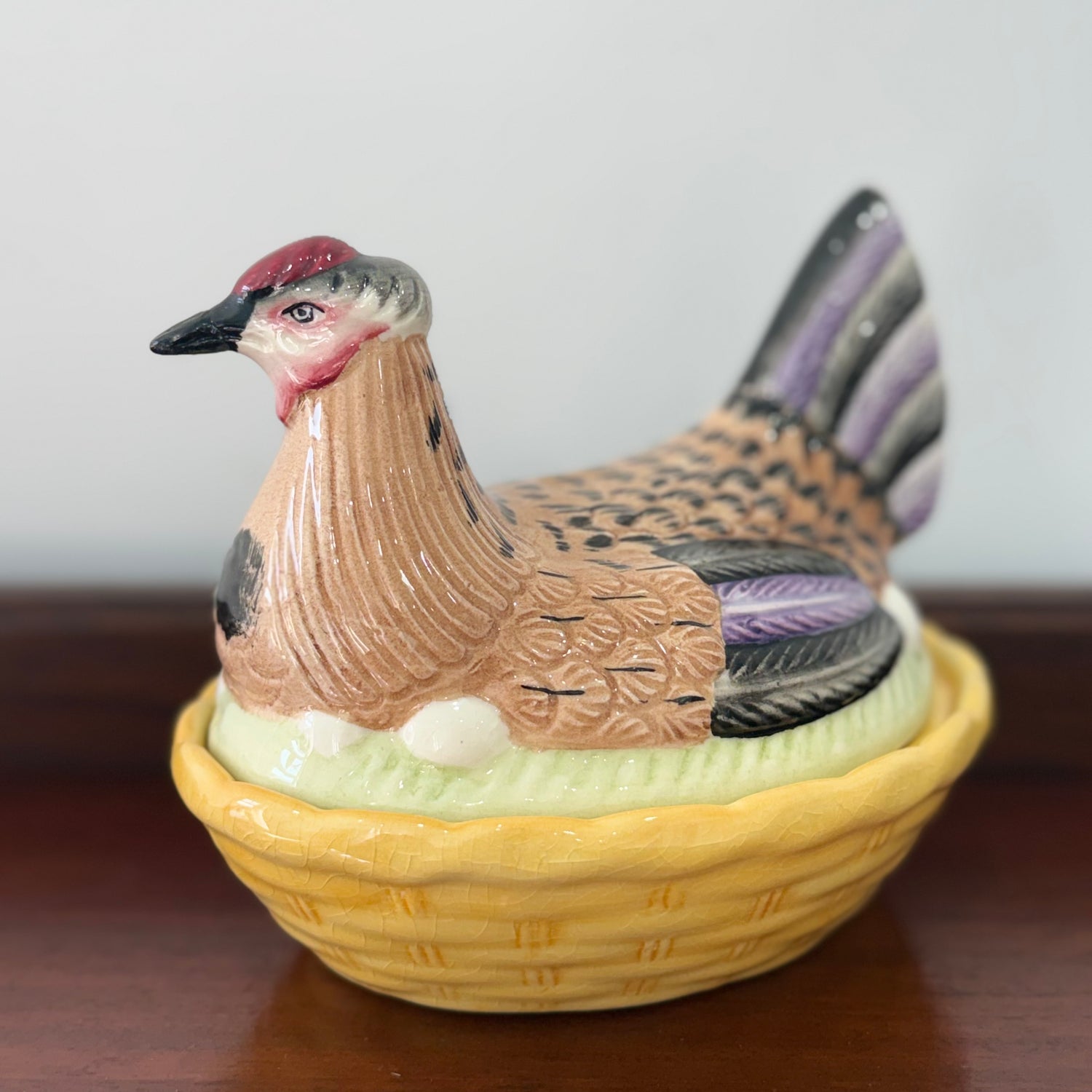 Vintage Ceramic Hen on Nest Egg Dish Chicken Tureen Kitchenalia