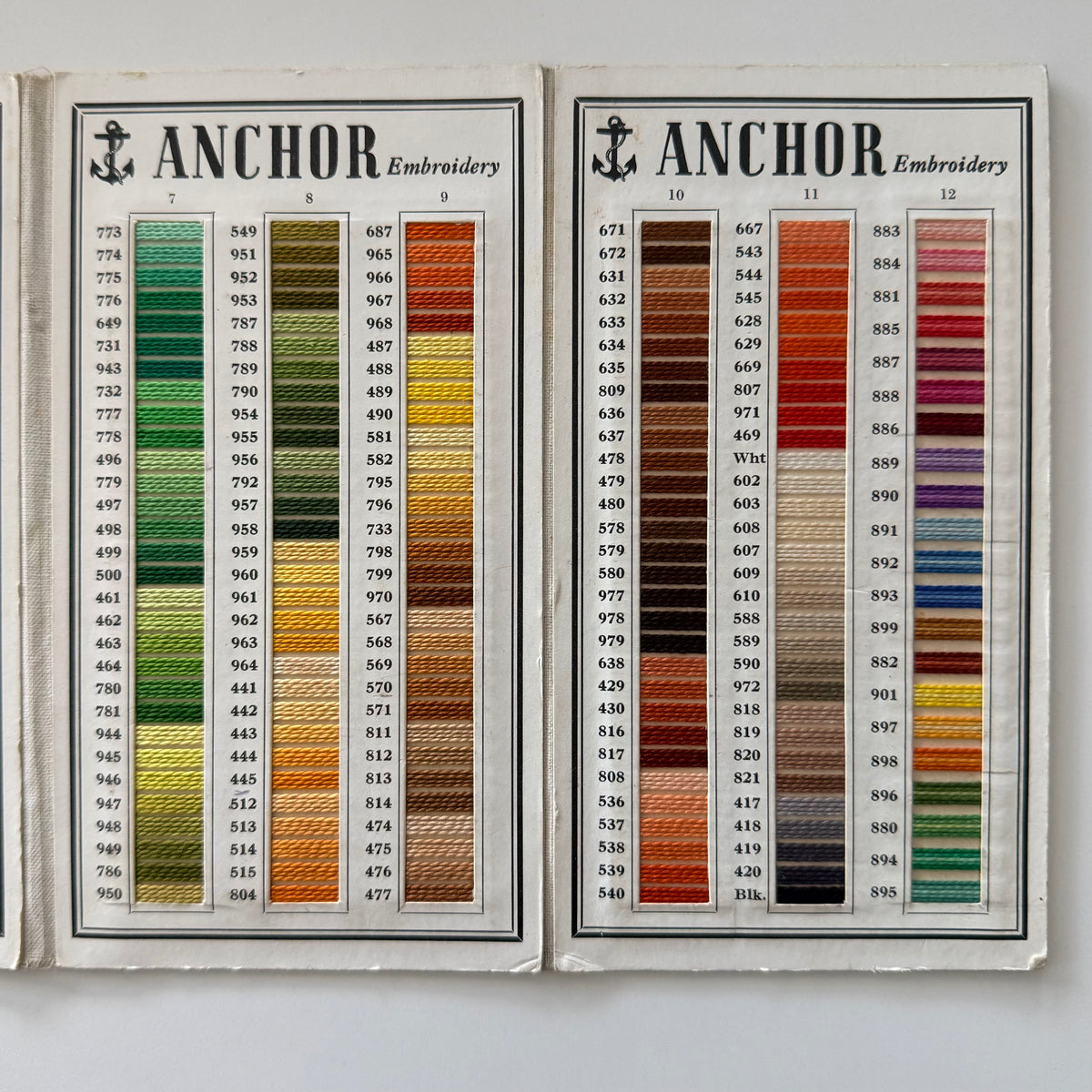Vintage Clark’s Anchor Embroidery Thread Colour Shade Card c.1954