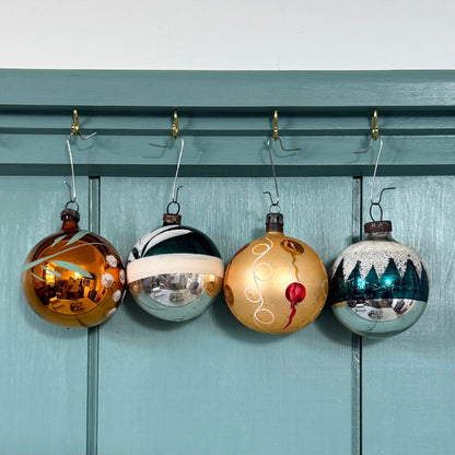 Boxed Set of 12 Vintage Glass Christmas Baubles