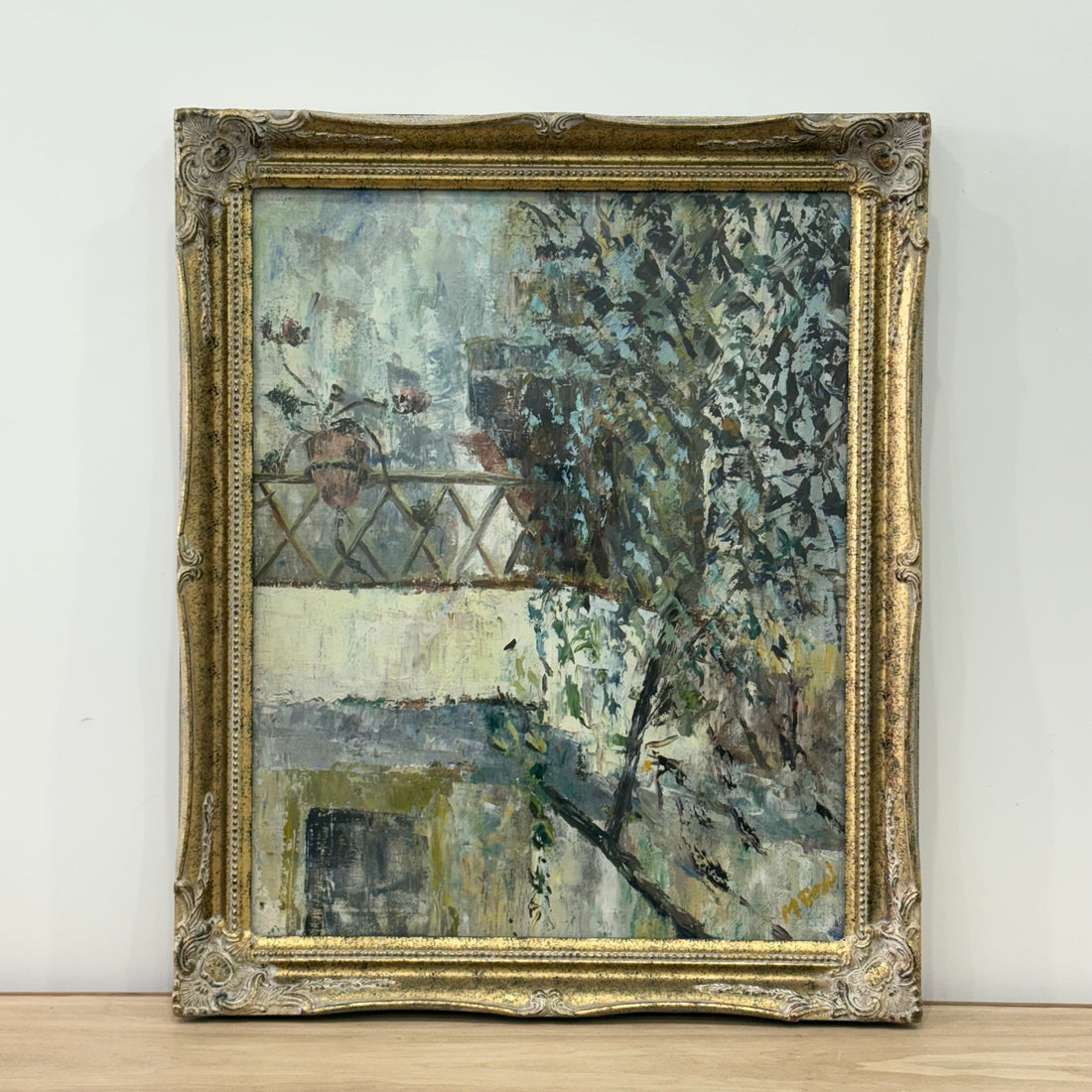 British Oil Painting of a Spanish Courtyard by Madeline Reid