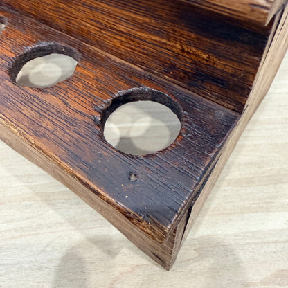 Antique Welsh Cawl Spoon Rack Oak Treen 3 Tier Peg Wall Shelf