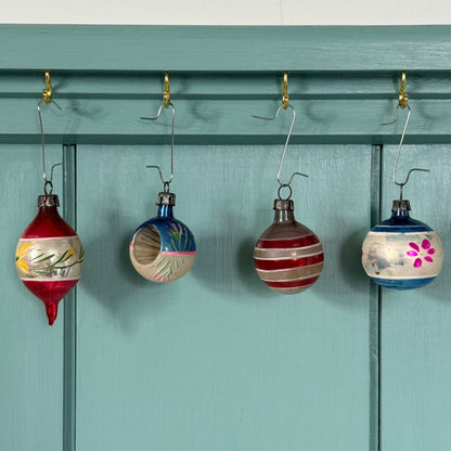Boxed Set of 12 Miniature Vintage Glass Christmas Baubles