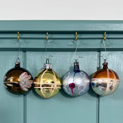 Boxed Set of 12 Vintage Glass Christmas Baubles