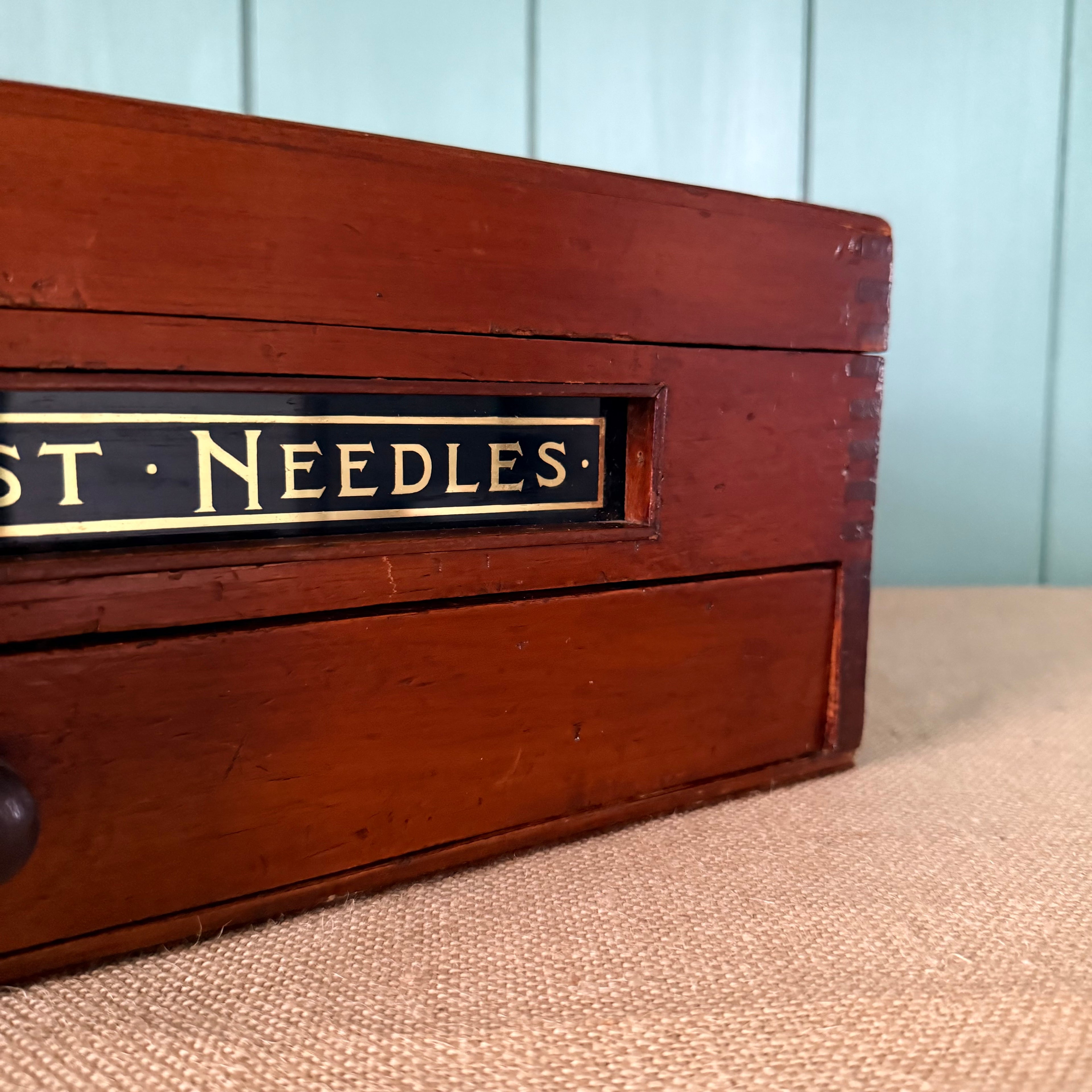 Antique Crescent Best Needles Haberdashery Shop Display Cabinet