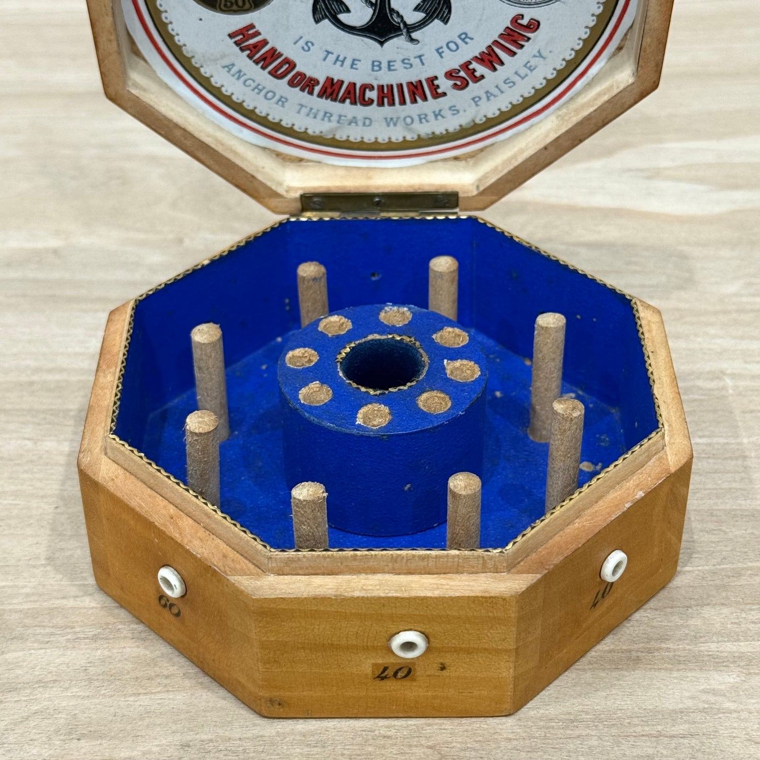 Edwardian Clark &amp; Co Mauchline-Type Transfer Cotton Reel Box with Reels