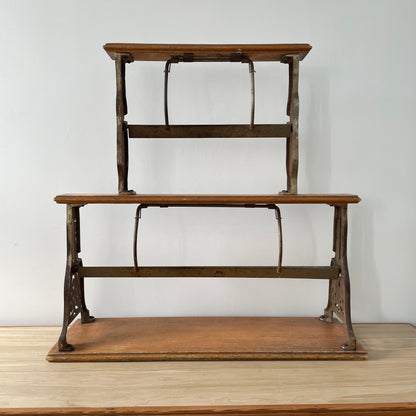 Antique Victorian Twin Roll Dispenser Stand – Cast Iron &amp; Oak, c.1890s