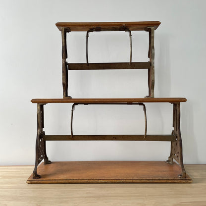 Antique Victorian Twin Roll Dispenser Stand – Cast Iron &amp; Oak, c.1890s
