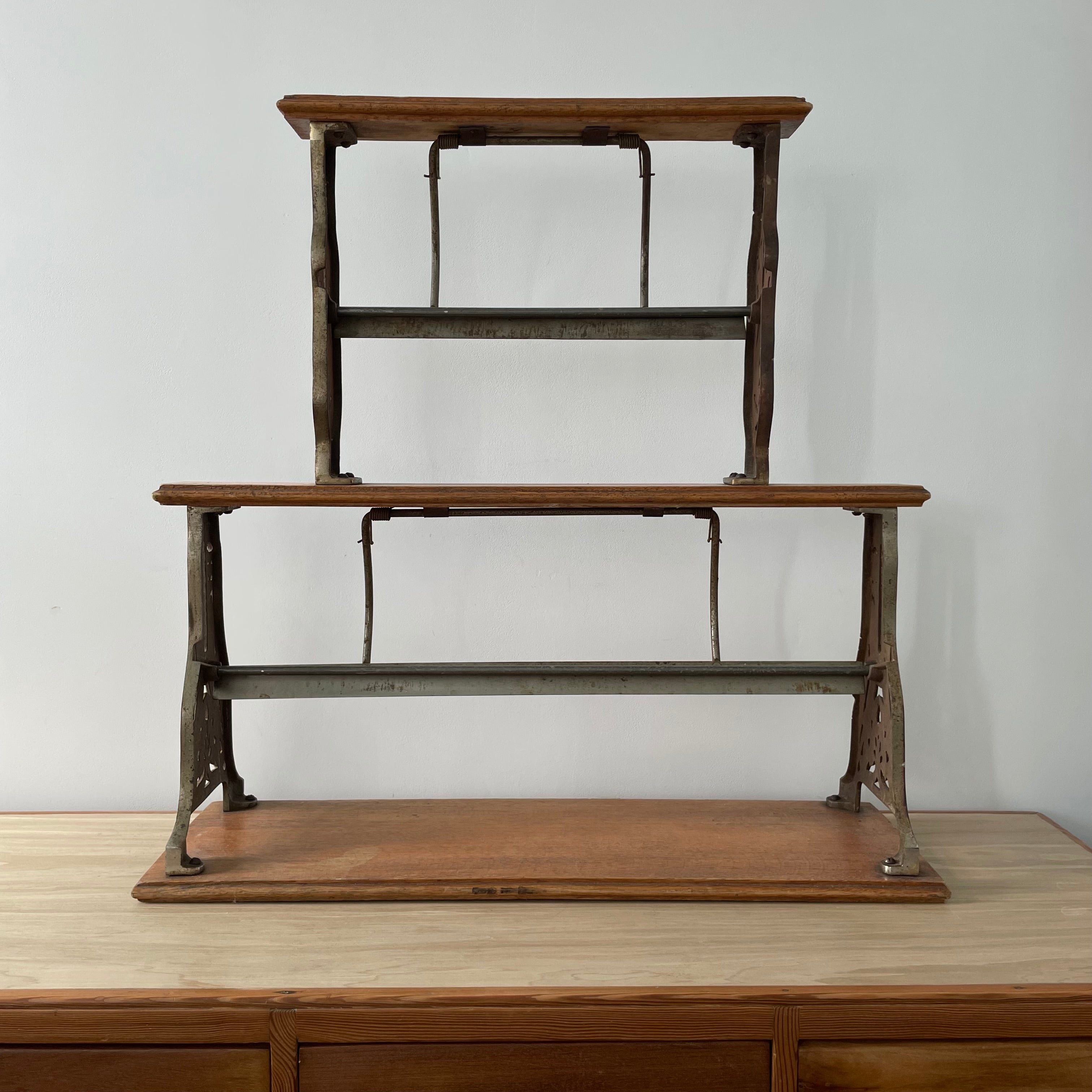 Antique Victorian Twin Roll Dispenser Stand – Cast Iron &amp; Oak, c.1890s