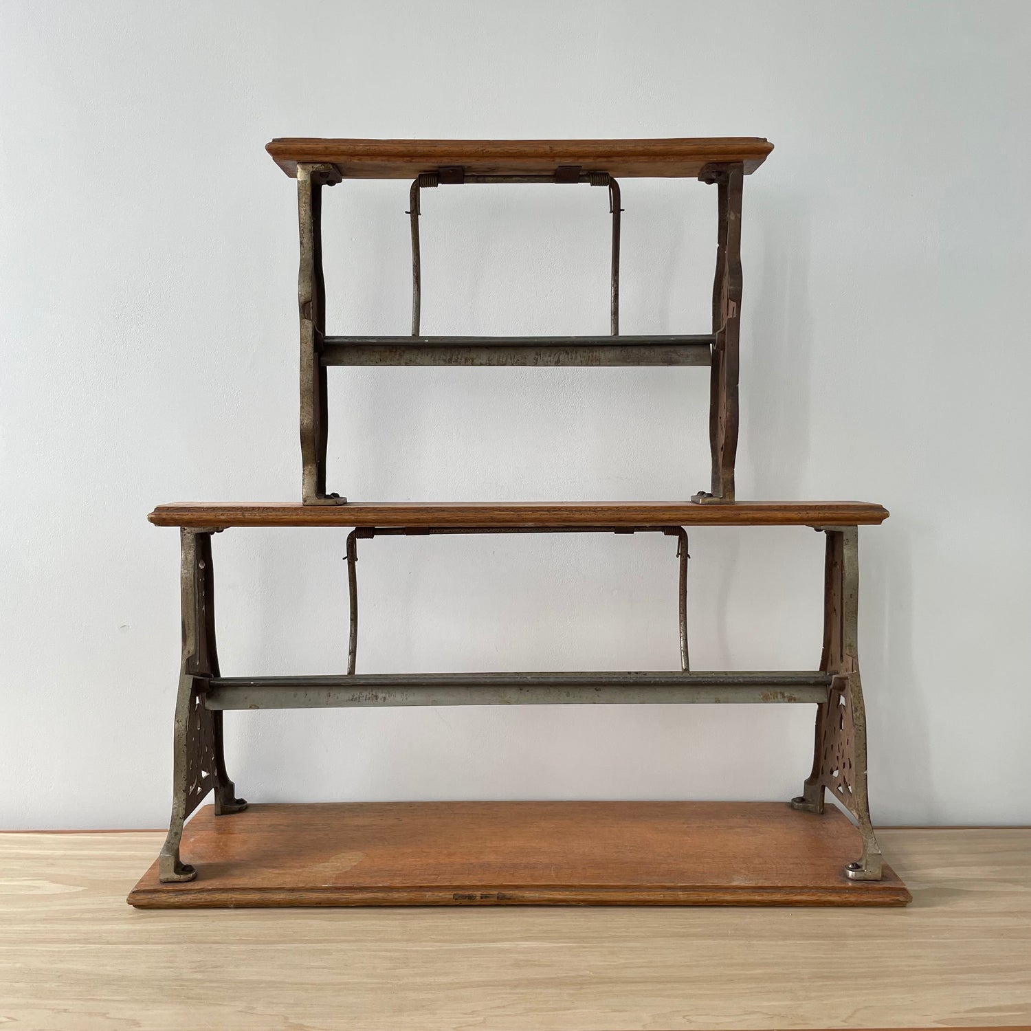 Antique Victorian Twin Roll Dispenser Stand – Cast Iron &amp; Oak, c.1890s