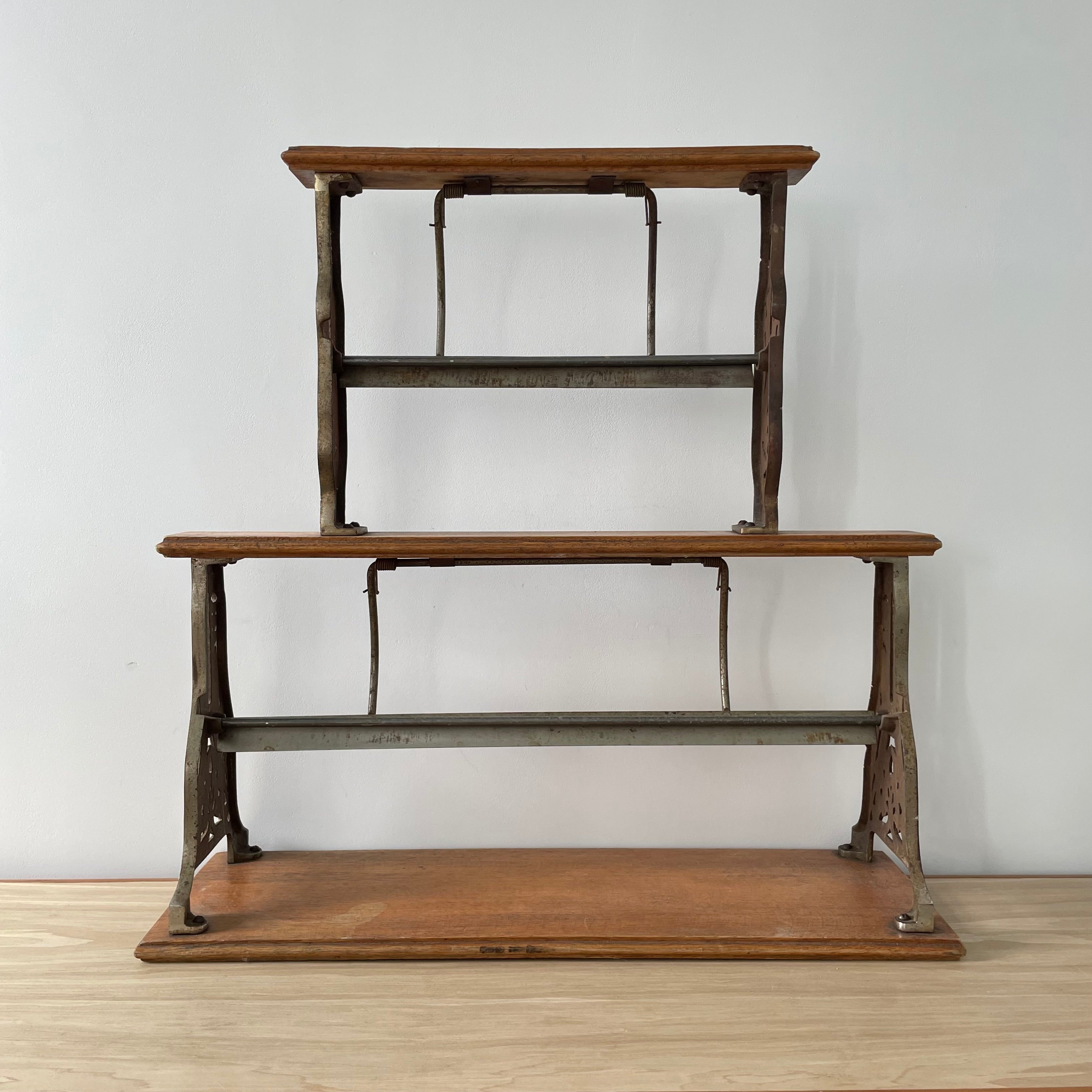 Antique Victorian Twin Roll Dispenser Stand – Cast Iron &amp; Oak, c.1890s