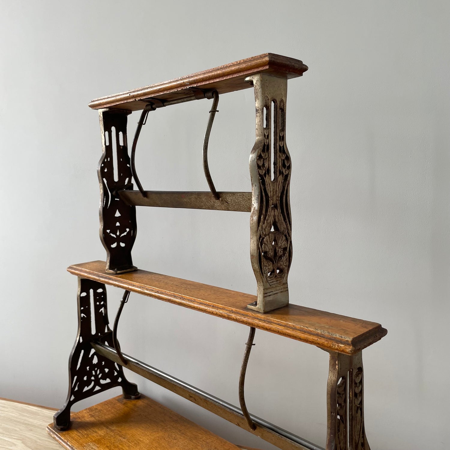 Antique Victorian Twin Roll Dispenser Stand – Cast Iron &amp; Oak, c.1890s