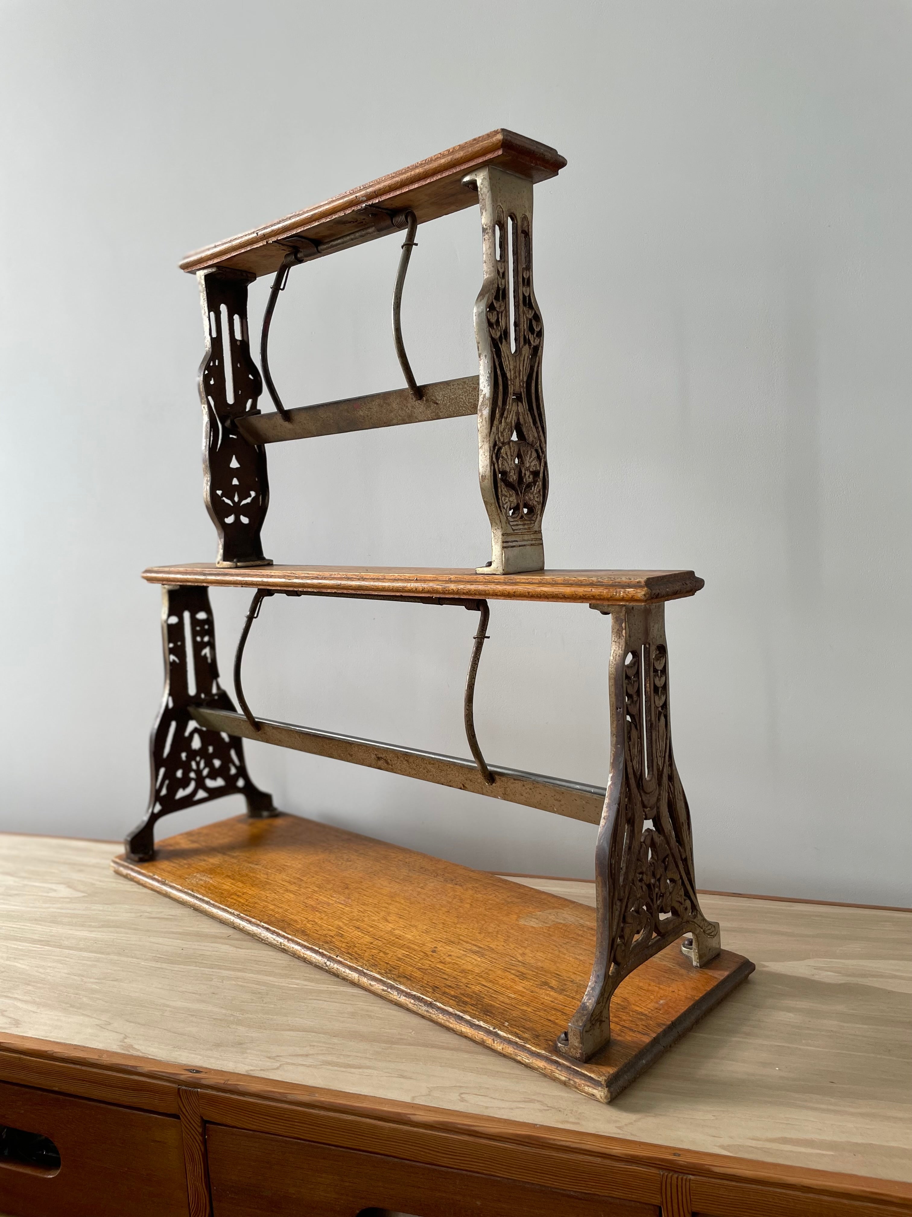 Antique Victorian Twin Roll Dispenser Stand – Cast Iron &amp; Oak, c.1890s