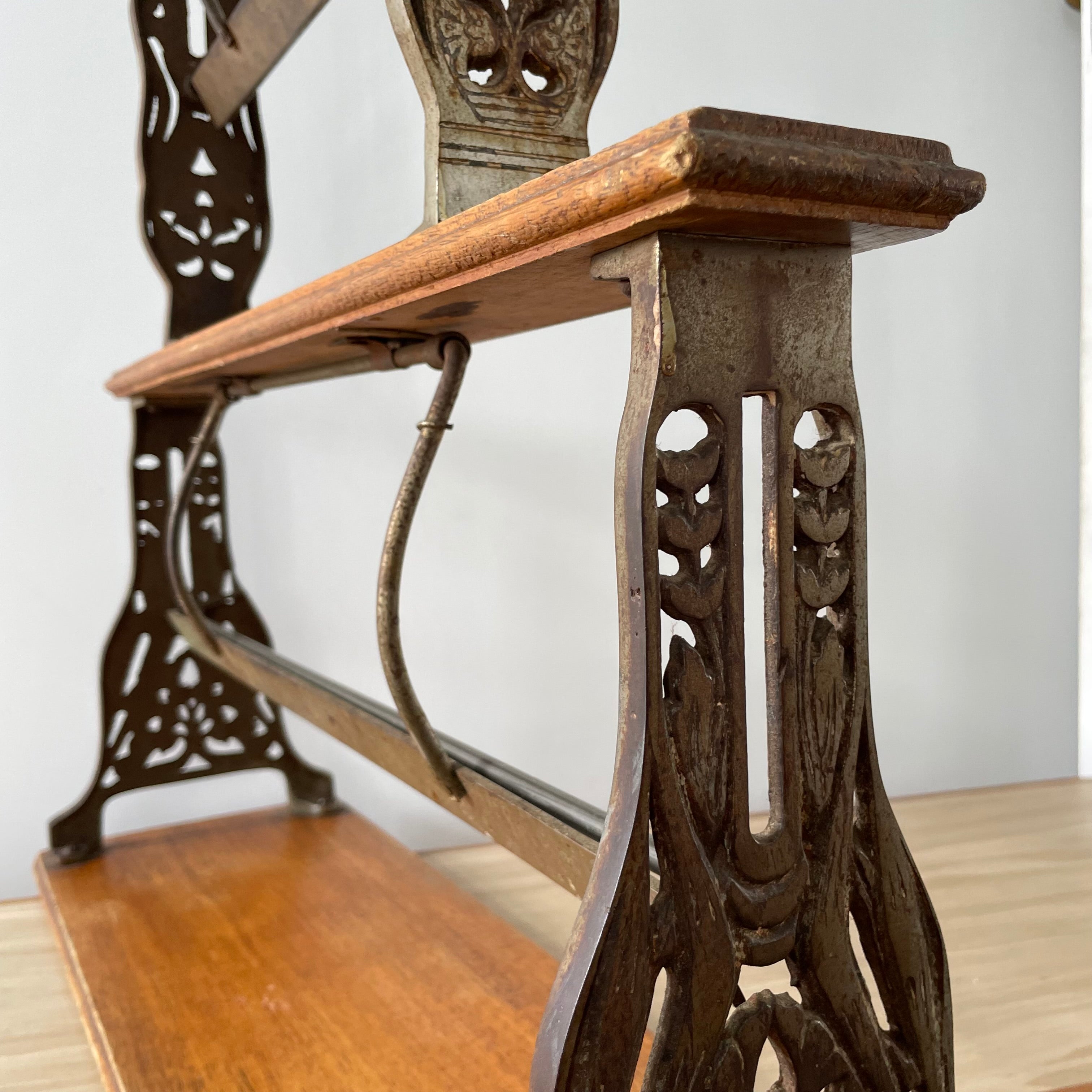 Antique Victorian Twin Roll Dispenser Stand – Cast Iron &amp; Oak, c.1890s