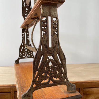 Antique Victorian Twin Roll Dispenser Stand – Cast Iron &amp; Oak, c.1890s