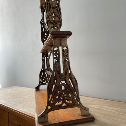 Antique Victorian Twin Roll Dispenser Stand – Cast Iron &amp; Oak, c.1890s