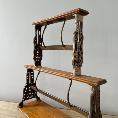 Antique Victorian Twin Roll Dispenser Stand – Cast Iron &amp; Oak, c.1890s