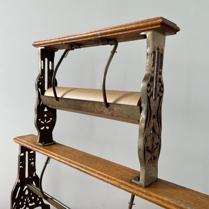 Antique Victorian Twin Roll Dispenser Stand – Cast Iron &amp; Oak, c.1890s