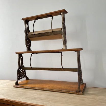 Antique Victorian Twin Roll Dispenser Stand – Cast Iron &amp; Oak, c.1890s
