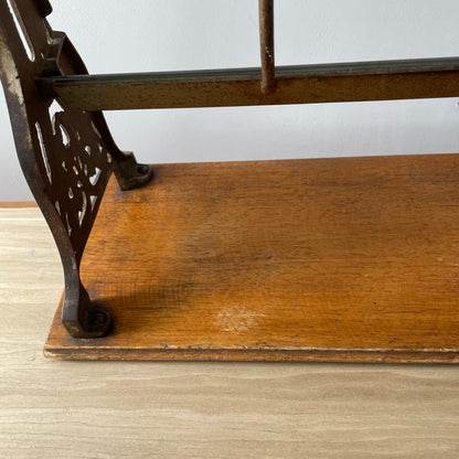 Antique Victorian Twin Roll Dispenser Stand – Cast Iron &amp; Oak, c.1890s