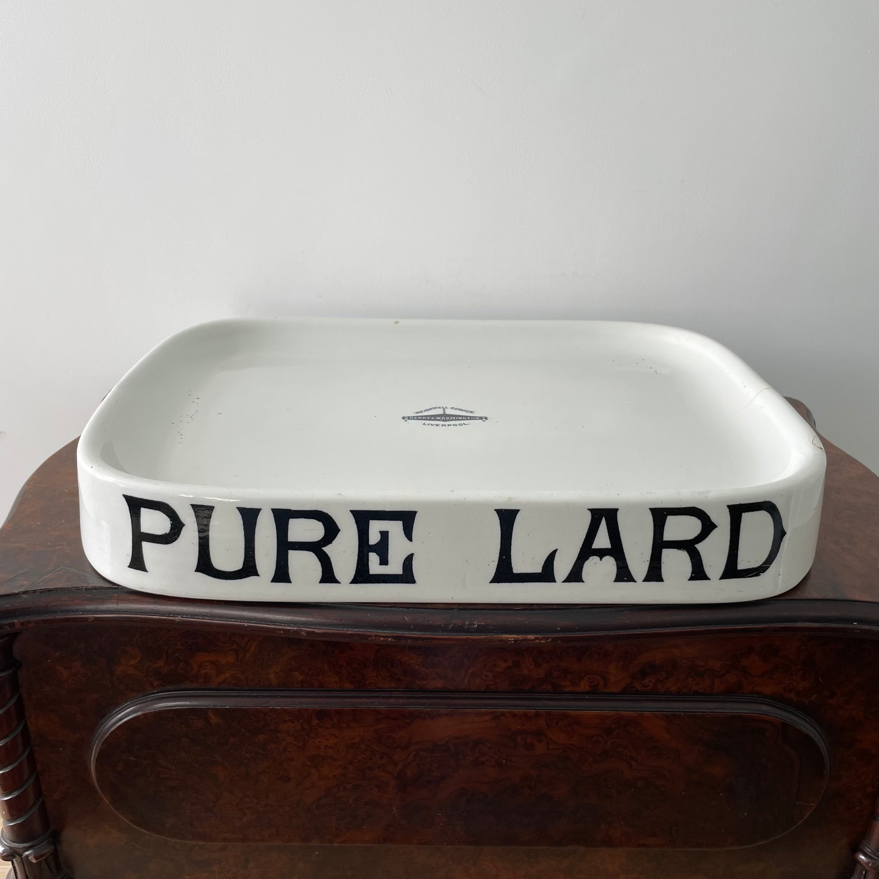 Antique Ironstone Pure Lard Slab – Berry &amp; Warmington Liverpool c.1920s–1930s