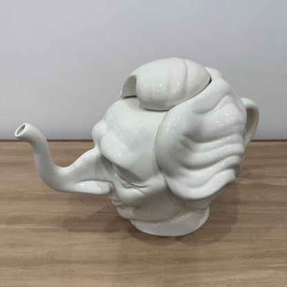 Luck &amp; Flaw Spitting Image Margaret Thatcher Elephant Teapot Crackle Glaze