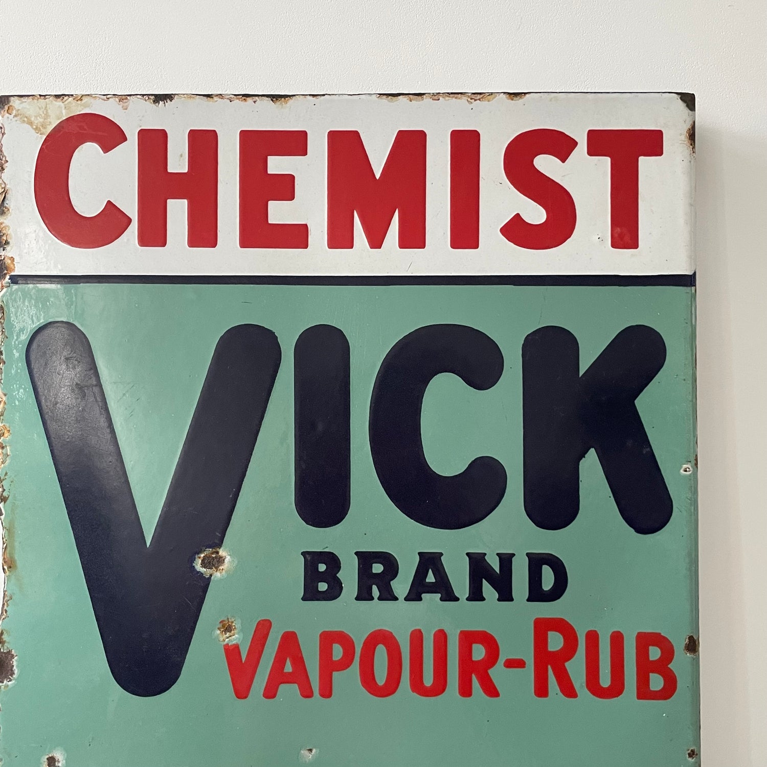 Vintage Vick Vapour-Rub Enamel Chemist Advertising Sign – Double-Sided