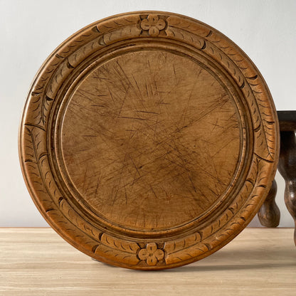 Antique Carved Wooden Breadboard – Floral Border, c.1900
