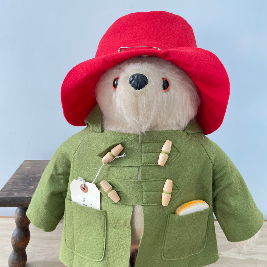 1972 Gabrielle Designs Paddington Bear – 18&quot; – Olive Duffle Coat, Red Hat, Red Boots