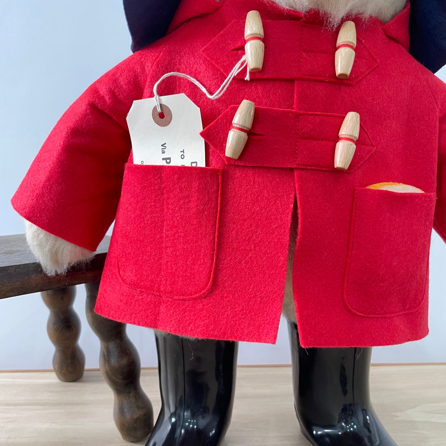 1972 Gabrielle Designs Paddington Bear – 18&quot; – Red Duffle Coat, Navy Hat, Black Boots