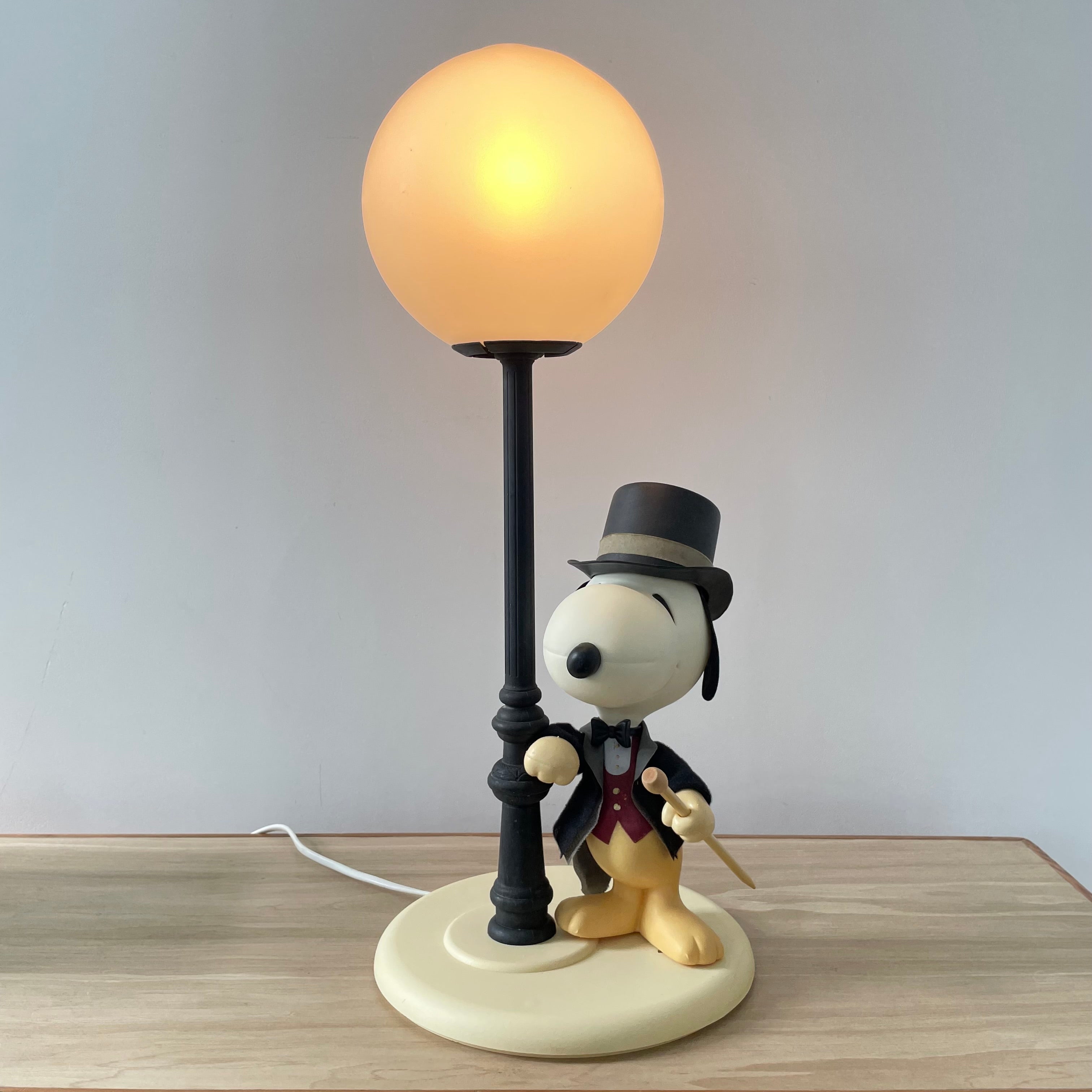 Vintage 1970s Nuova Linea Zero Snoopy Lamp Italy - Peanuts Top Hat Cane Light