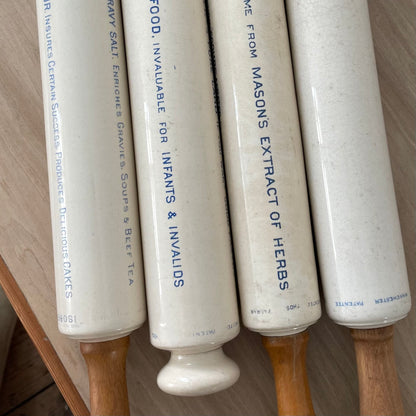 Antique Isobel Ironstone Advertising Rolling Pin – Choice of 4 Variants