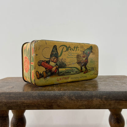Antique G M Pfaff Lithograph Sewing Accessories Tin, c.1906