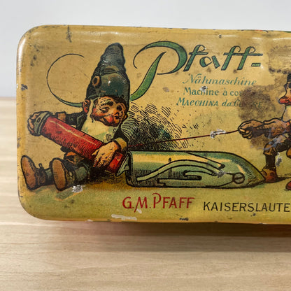 Antique G M Pfaff Lithograph Sewing Accessories Tin, c.1906