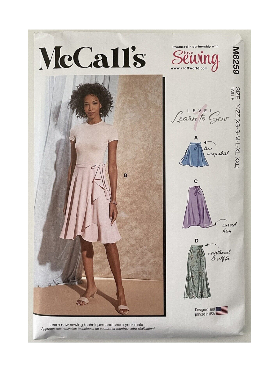 McCalls M8259 Womens Size XS-XXL Wrap Skirt FF