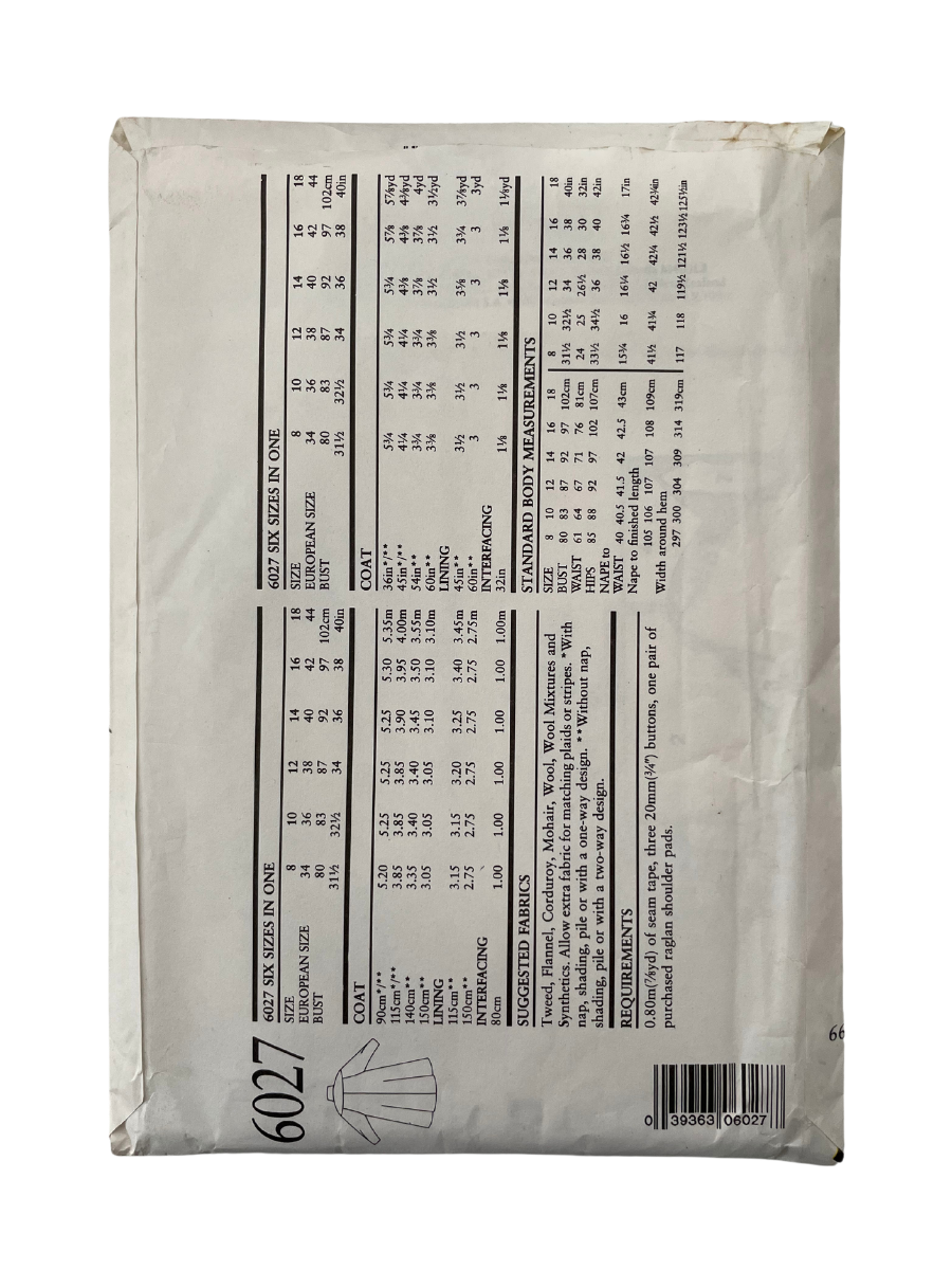 New Look 6027 Womens Size 8-18 Coat FF