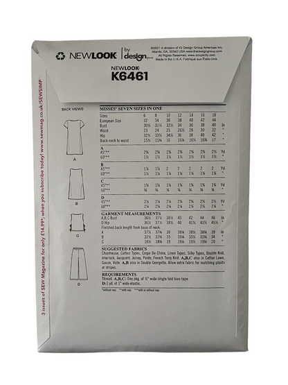 New Look K6461 Womens Size 6-18 Sun Top Trousers FF