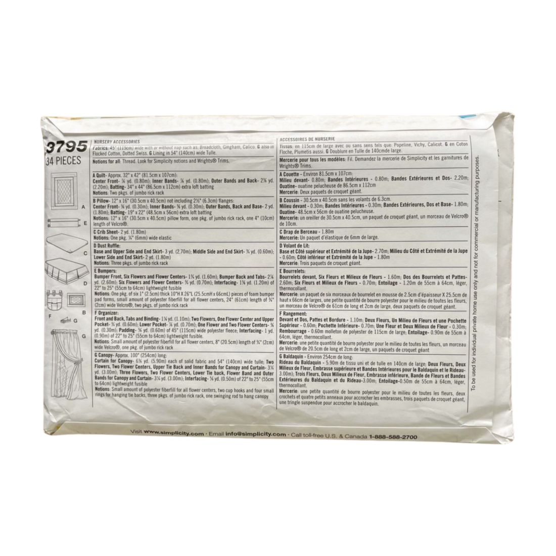 Simplicity 3795 Nursery Assessories FF