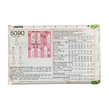 Simplicity 5090 Womens Size 12 Trousers FF