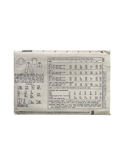 Simplicity 7412 Boys Size 10 Pyjamas FF