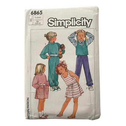 Simplicity 6865 Girls Size 4-6 Dress Top Skirt Trousers FF