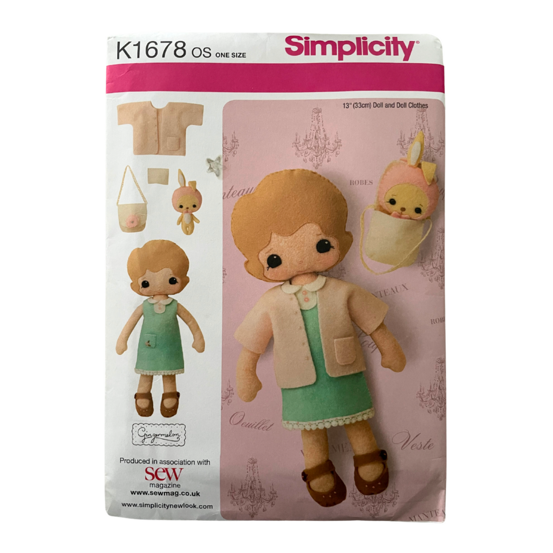 Simplicity K1678 One Size Felt Doll, Clothes and Accessories FF
