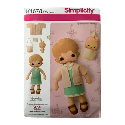 Simplicity K1678 One Size Felt Doll, Clothes and Accessories FF