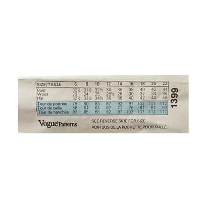 Vogue 1399 Womens Size 12 UK Skirt FF