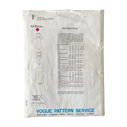 Vogue 1533 Womens Size 8 Dress Stole FF