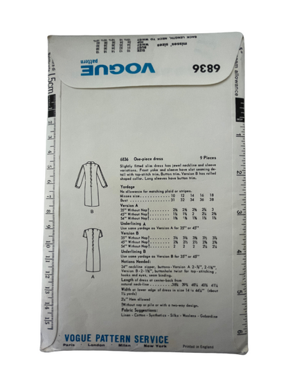 Vogue 6836 Womens Size 14 Dress FF