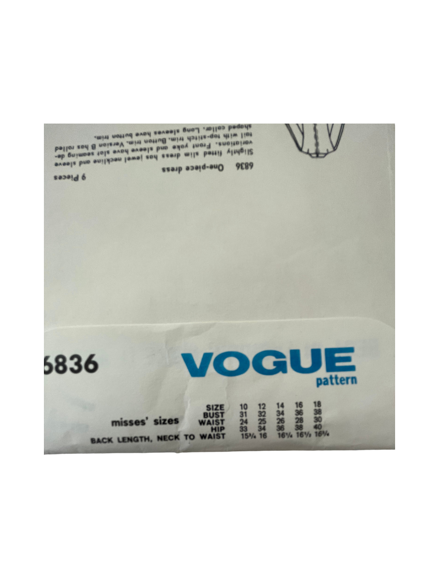 Vogue 6836 Womens Size 14 Dress FF